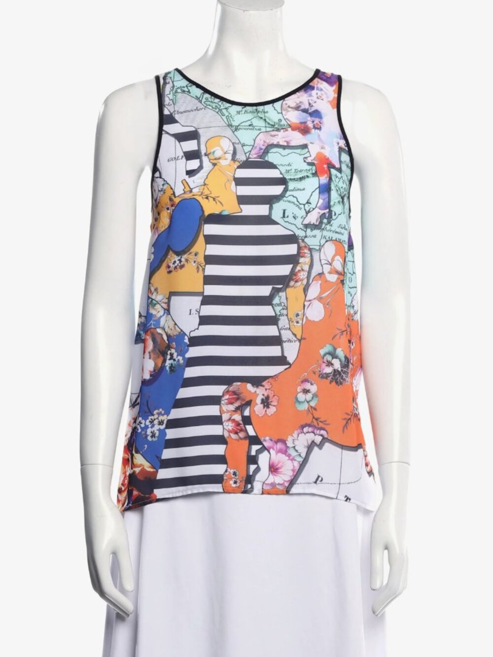 Clover Canyon Artistic Map & Floral Print Draped Tank